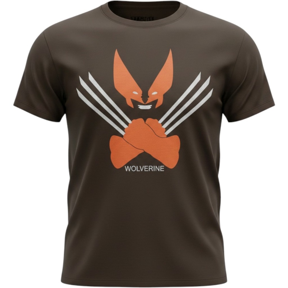 Marvel Wolverine Graphic T-Shirt Mens XL Brown X-Men Logan Claws Cotton Tee